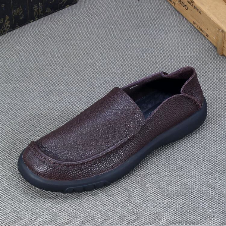Casual single-layer leather shoes men's genuine leather first-layer cowhide foot cover lazy shoes men's breathable driving shoes soft sole