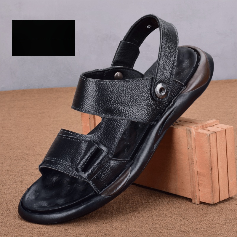 Leather sandals men's summer new men's beach shoes breathable cowhide soft-soled non-slip slippers men's outdoor shoes