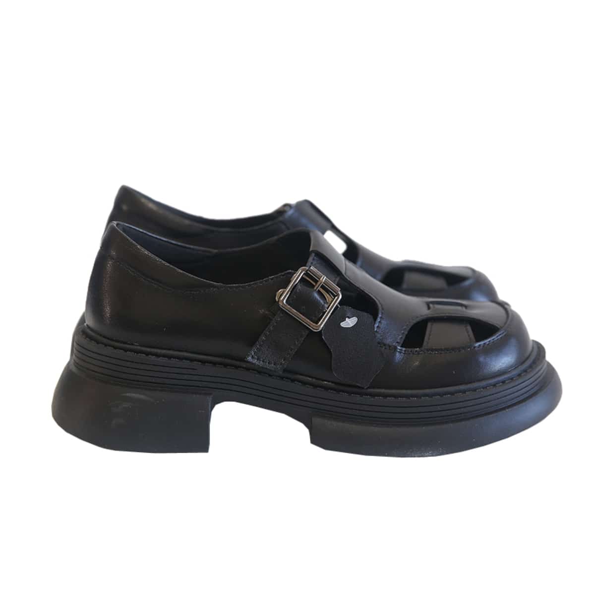 Leather hollow bag head platform big head shoes summer new fashion thick heel Roman sandals women