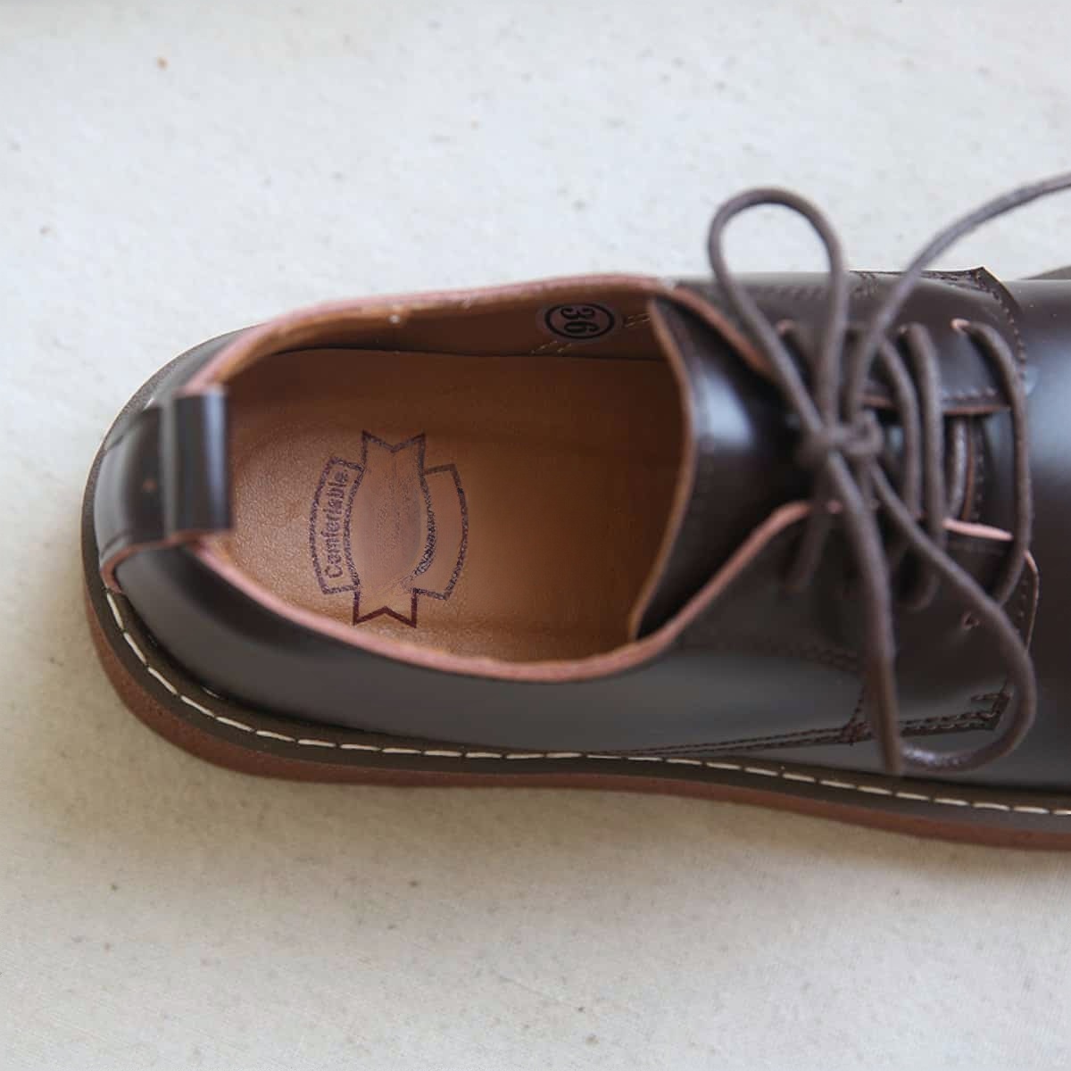 Leather round head lace-up platform big head shoes small leather shoes single shoes women's autumn