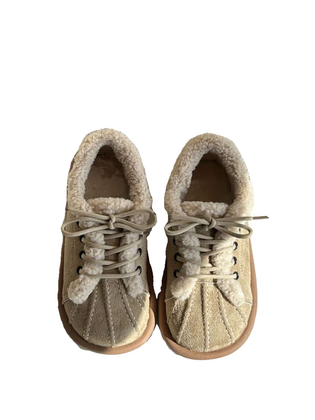 Imitation lamb wool round head lace-up flats winter soft and cute snow boots women