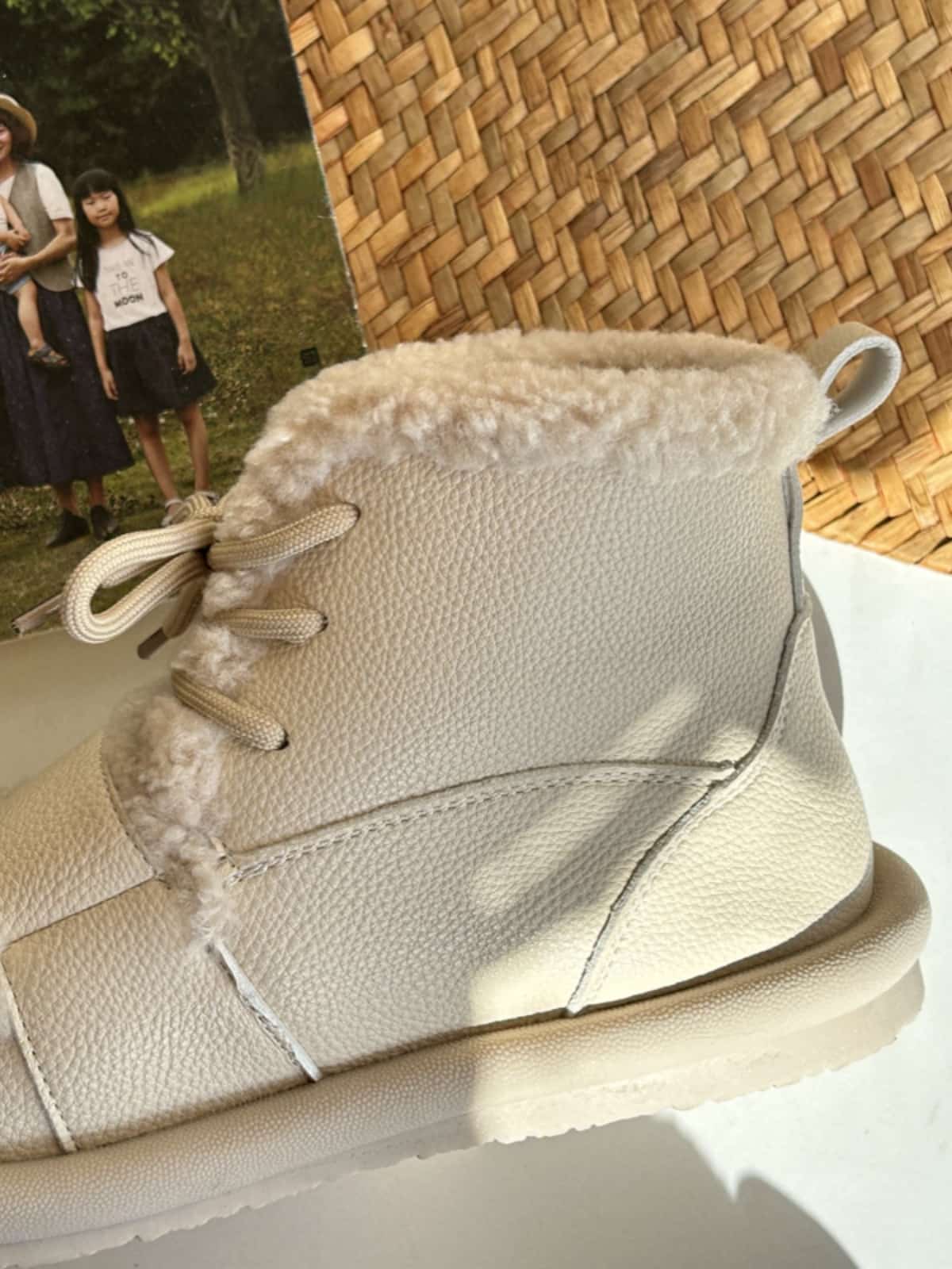 Imitation lamb wool round head flat-bottomed short boots winter cute glossy warm snow boots