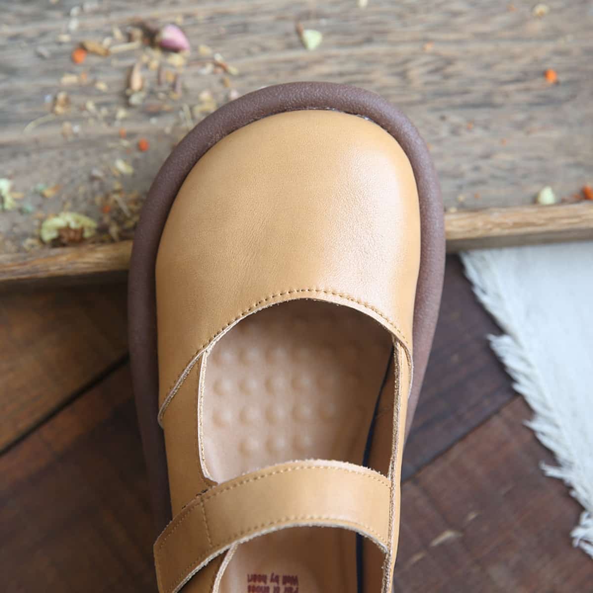 Leather round head shallow mouth flat shoes college comfortable soft sole small leather shoes single shoes women