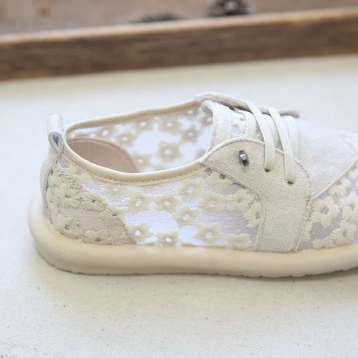 Mesh daisies round head flats summer cotton and linen foot soft-soled mesh shoes single shoes