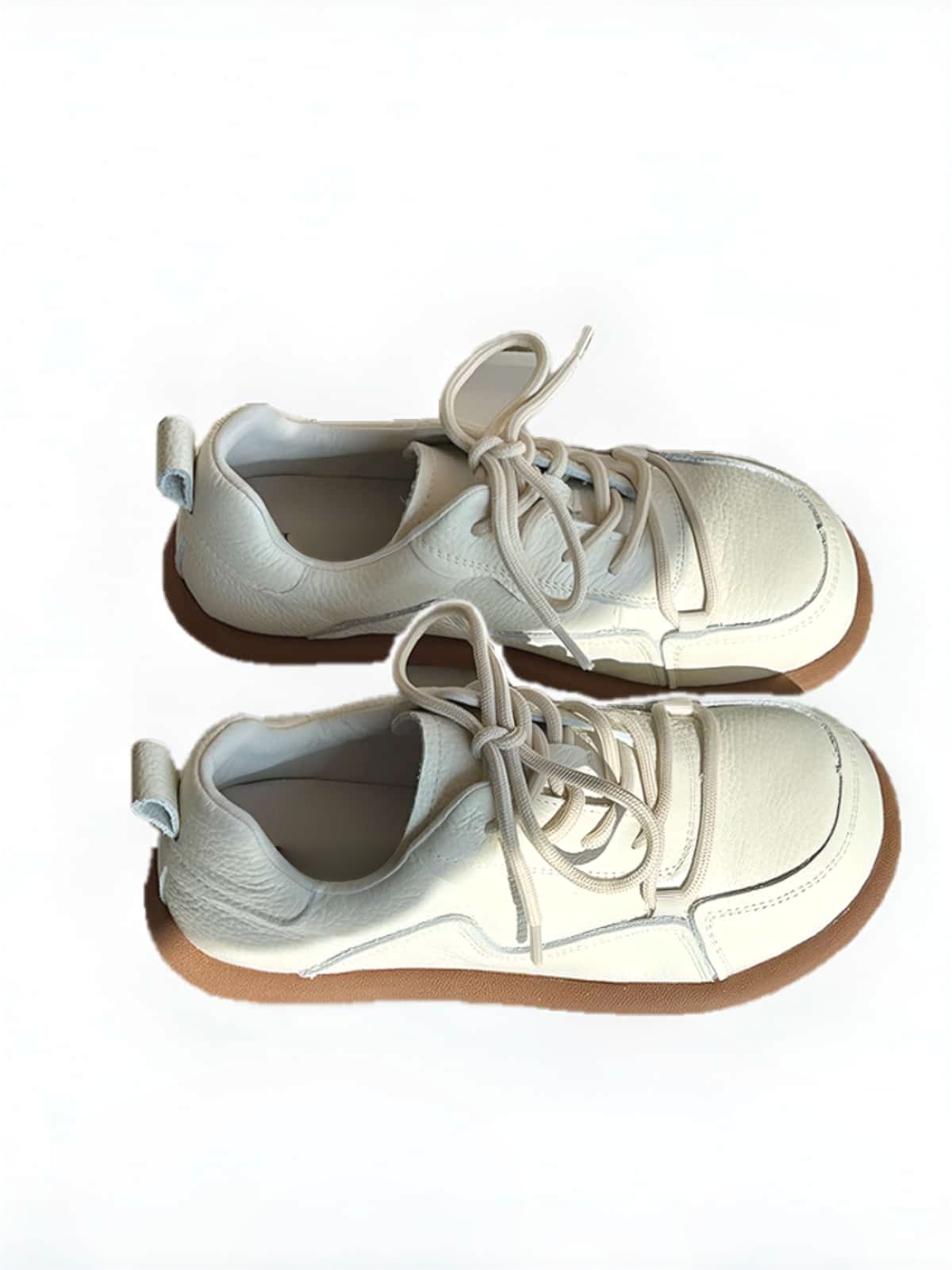 Leather round head lace-up little white shoes spring versatile student flat-soled German training shoes