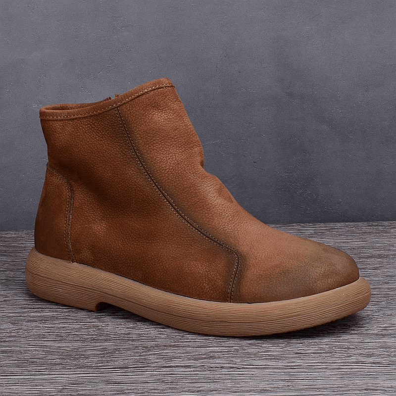 Handmade leather men's boots casual leather boots thick-soled round head big head boots soft-soled single boots cowhide boots men's