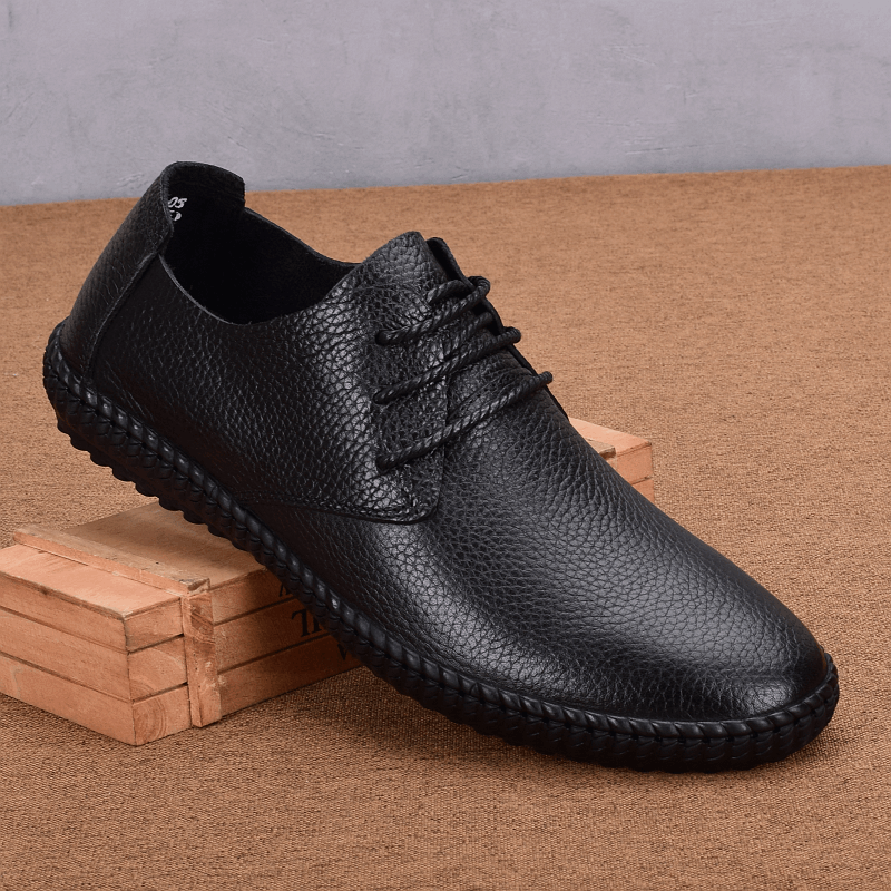 Single-layer cowhide casual leather shoes men's genuine leather driving shoes soft leather soft-soled single shoes lace-up breathable men's shoes