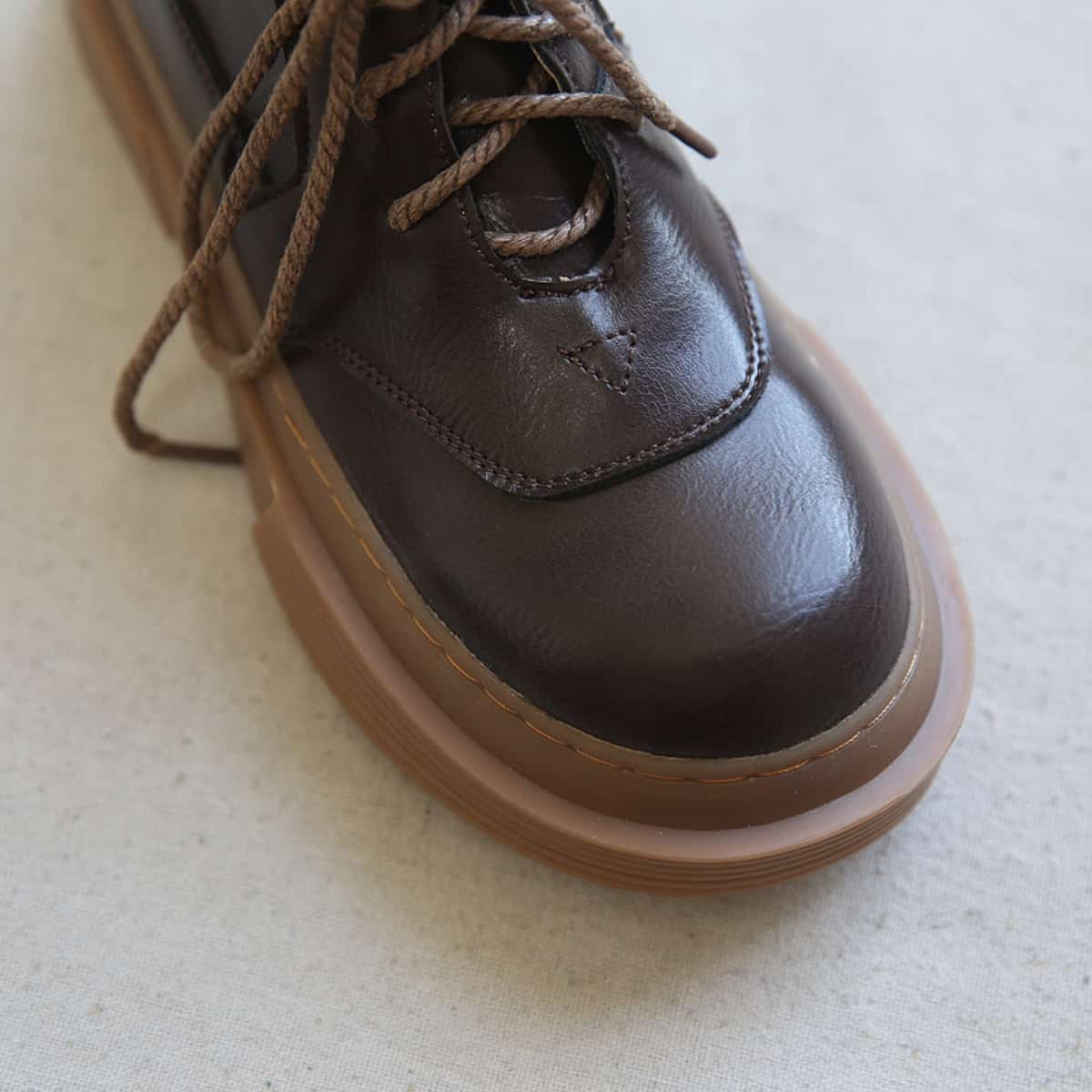 Glossy round head lace-up platform big head shoes short boots Martin boots women