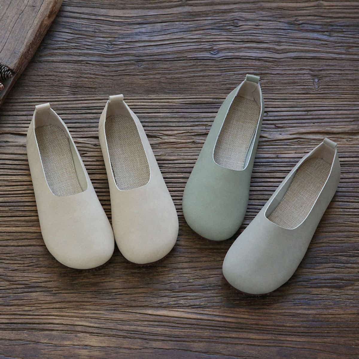 Round head flats summer handmade comfortable versatile one foot single shoes grandma shoes women