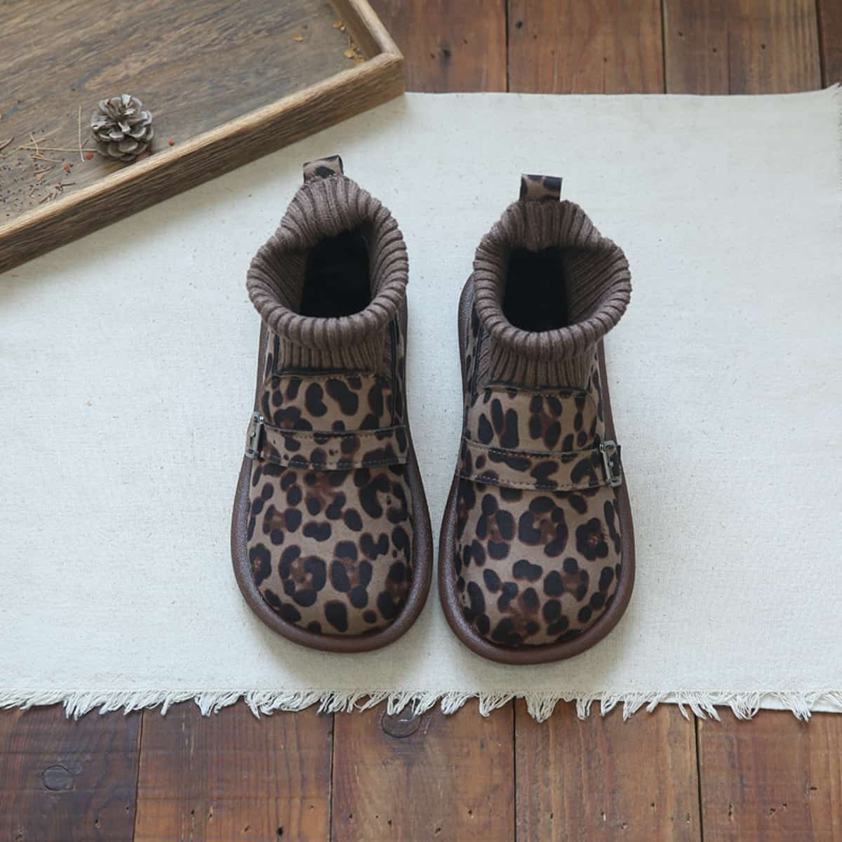 Suede round head flat shoes autumn and winter fleece comfortable low-heeled elastic socks boots short boots