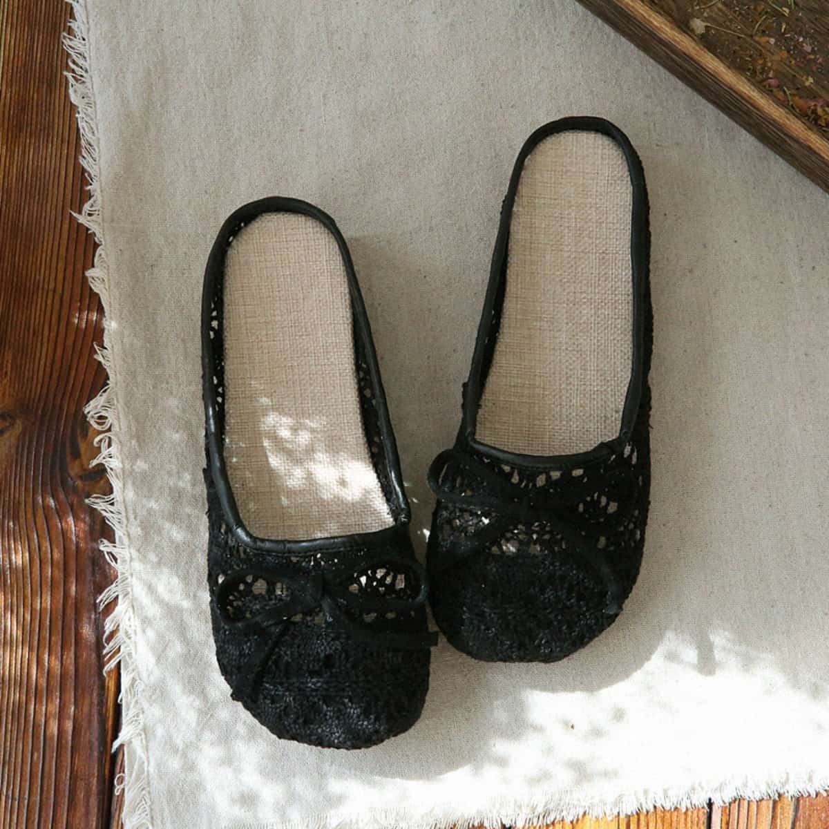 Hollow bag head flat shoes summer new cotton and linen comfortable fisherman shoes cool slippers