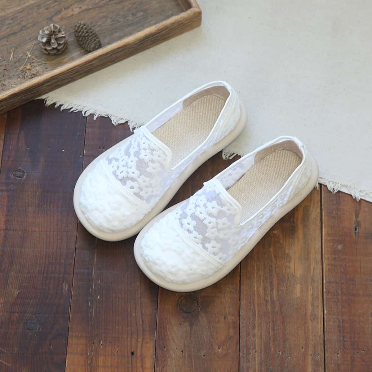 Mesh daisy round head shallow mouth flat shoes summer cotton and linen breathable foot soft sole single shoes