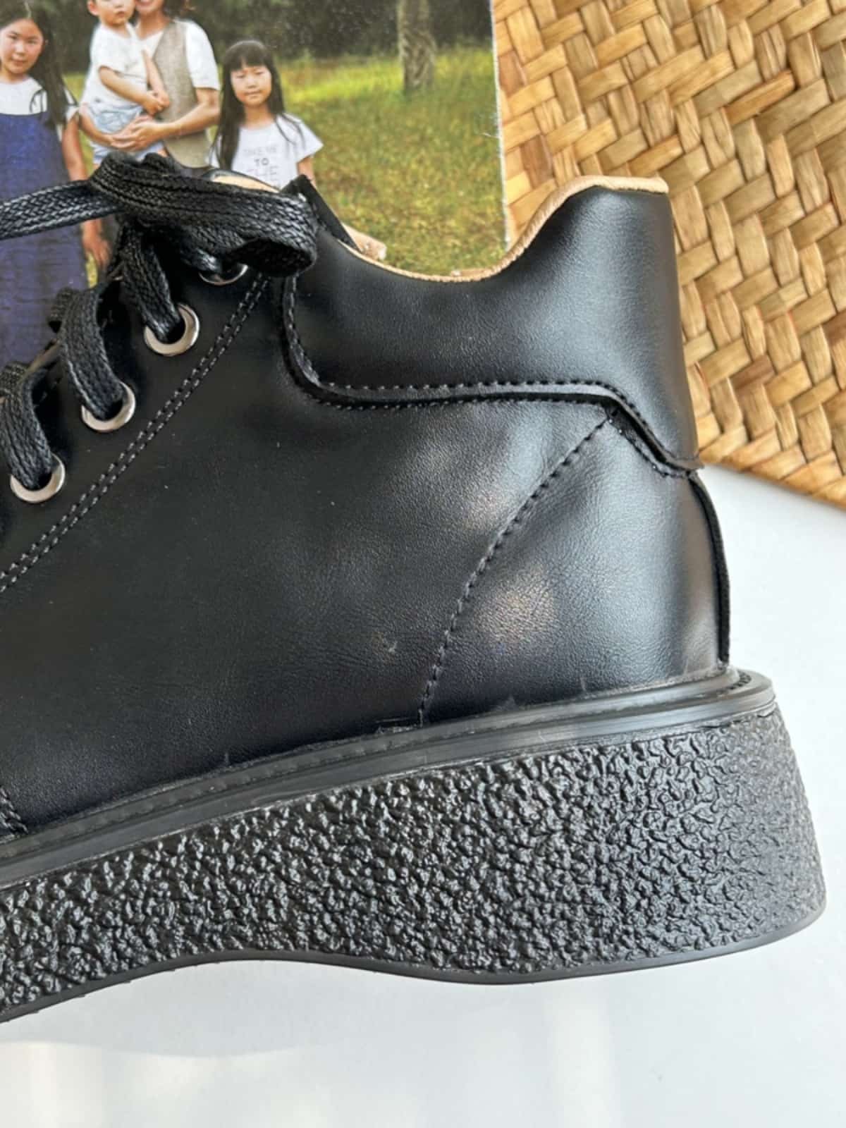 Round head lace-up thick-soled big head Martin boots side zipper versatile medium heel short boots women