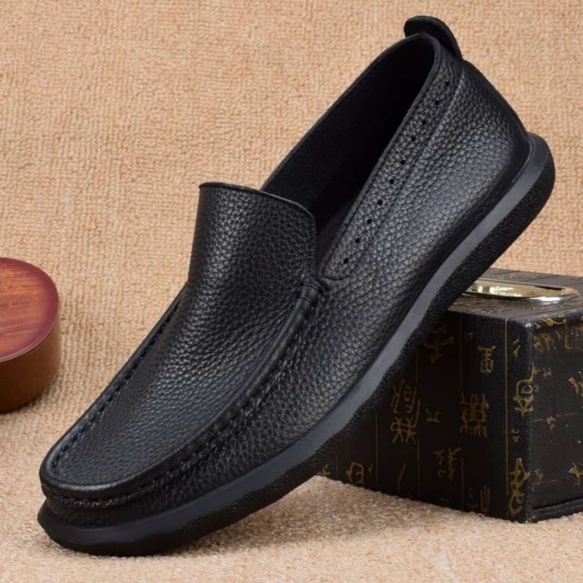 Summer single-layer leather shoes men's genuine leather soft dough beef tendon soft sole breathable driving shoes men's casual men's shoes