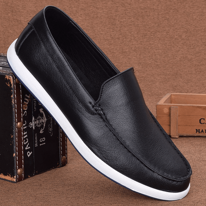 Autumn leather youth trend men's casual leather shoes soft sole breathable soft cowhide board shoes driving shoes