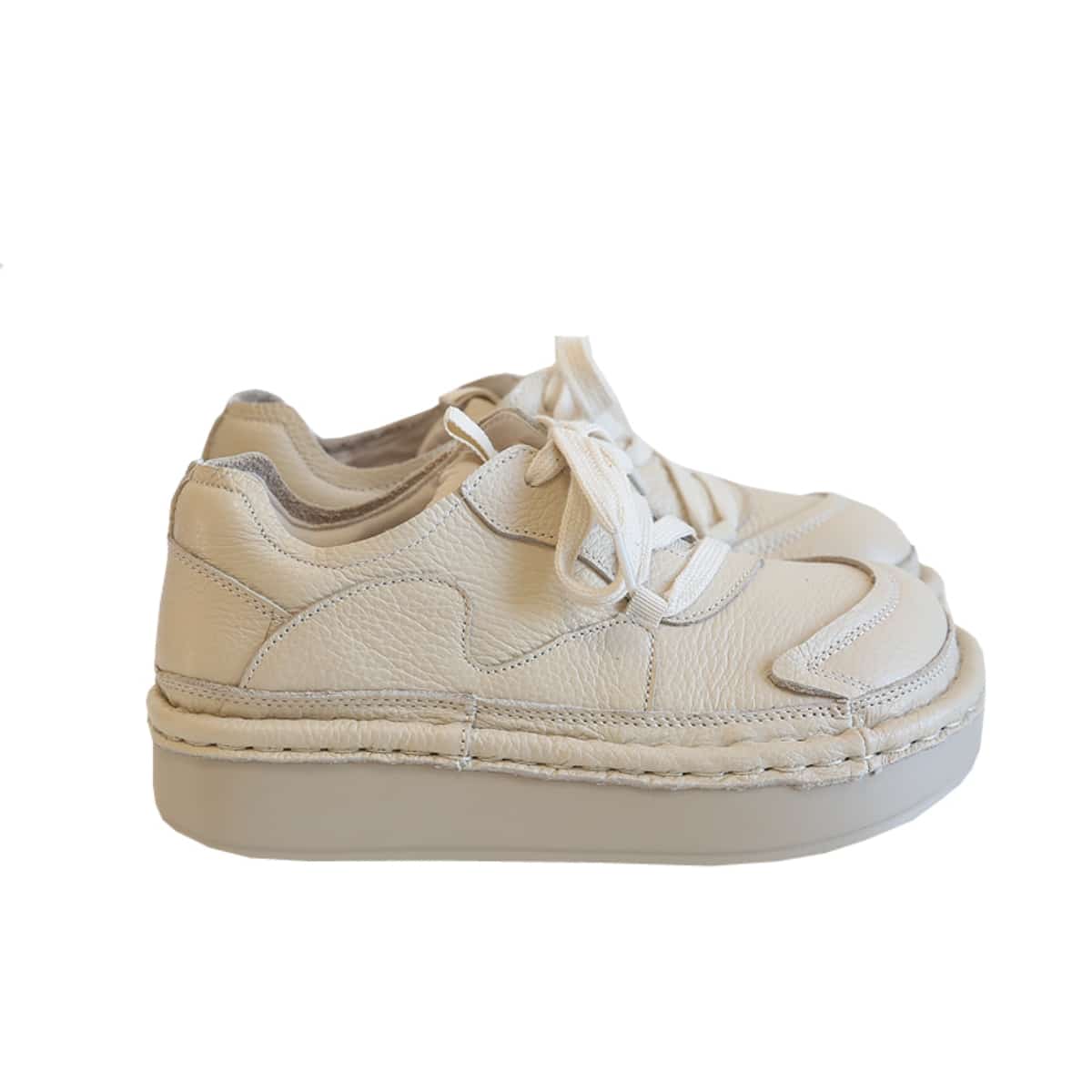 Round head lace-up thick-soled big head shoes New comfortable muffin sole shoes Single shoes Spring