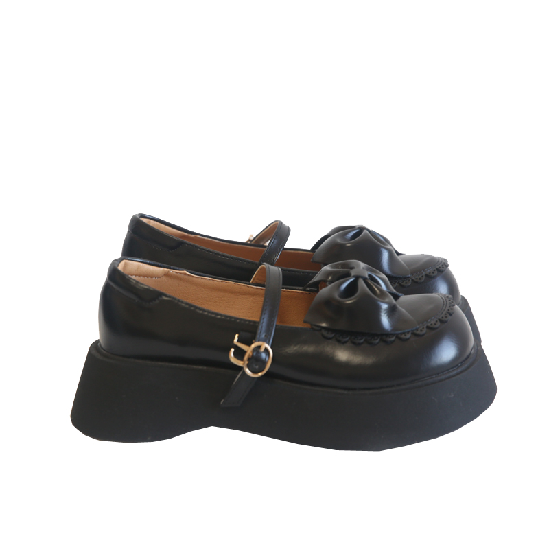 Round head platform big head shoes summer big bow muffin sole with Mary Jane sandals