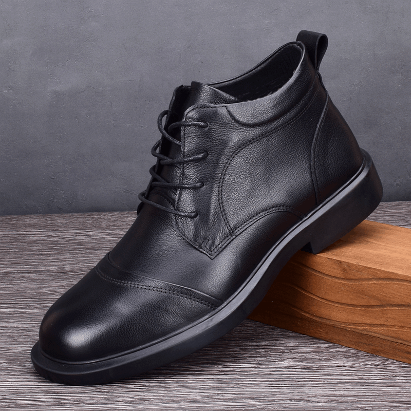 Winter men's shoes leather velvet warm high-top shoes business men's leather shoes soft sole lightweight non-slip Martin boots