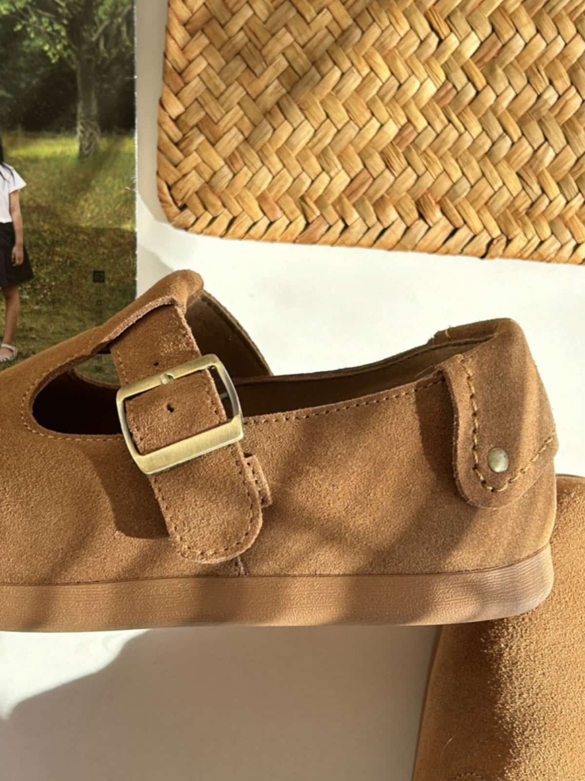 Leather Birkenstocks women's new soft-soled single shoes, one-pedal buckle, shallow mouth lazy shoes