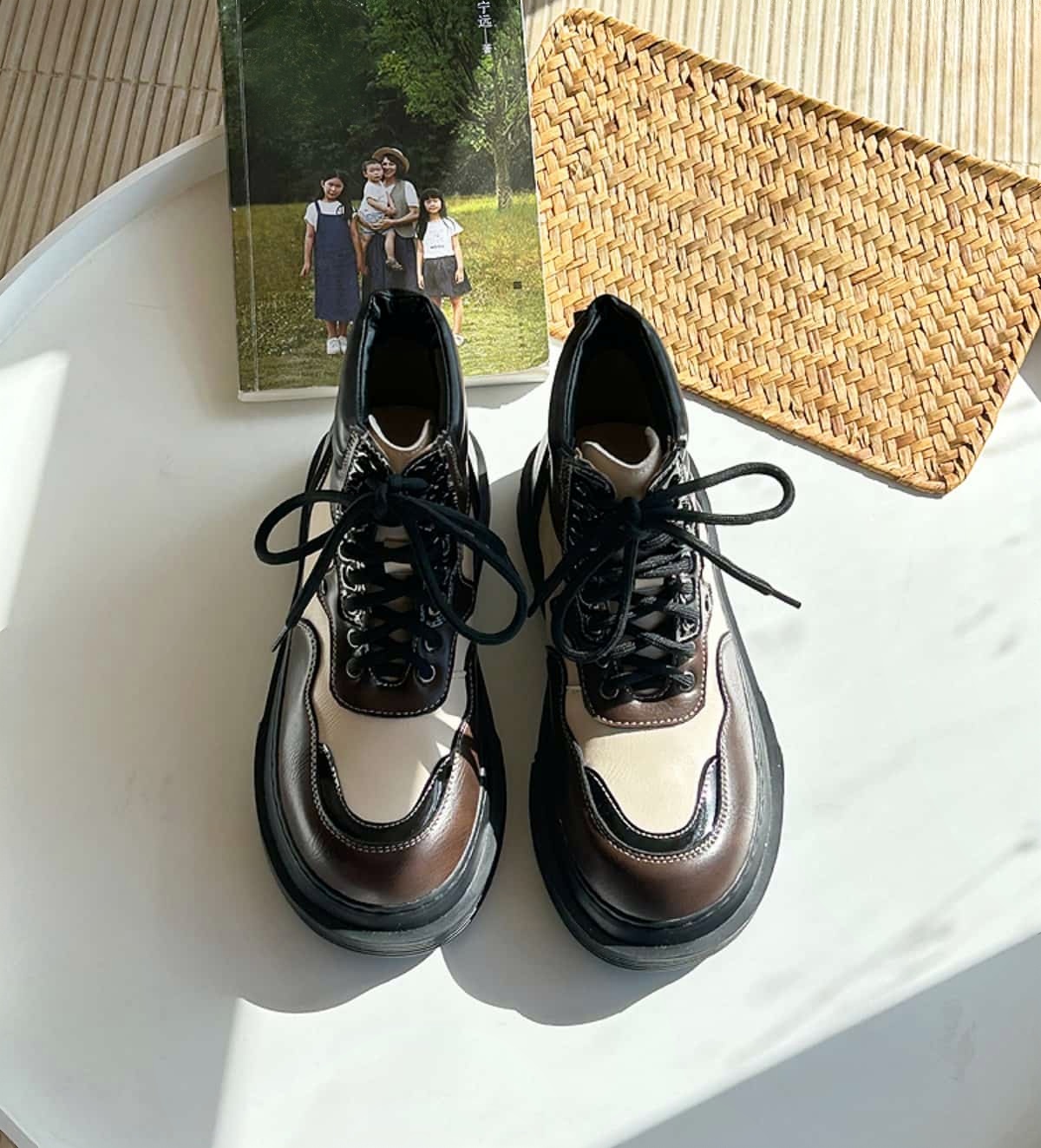 Round head lace-up thick-soled Martin boots autumn and winter personality handsome trendy cool locomotive boots short boots women