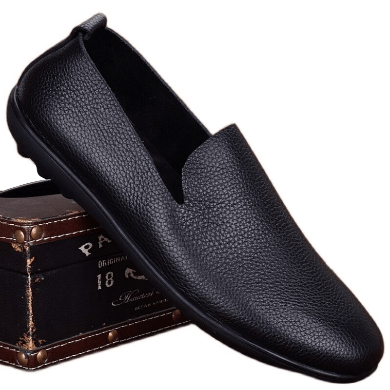 Casual leather shoes men's genuine leather youth foot cover soft-soled driving shoes men's single-layer cowhide lightweight Korean version Doudou