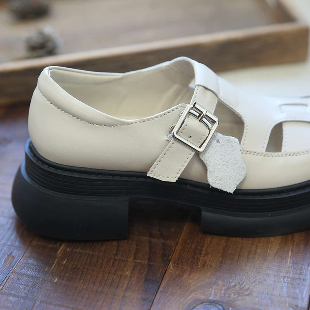 Leather hollow bag head platform big head shoes summer new fashion thick heel Roman sandals women