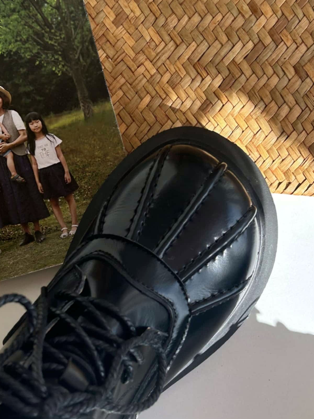 Round head lace-up thick-soled big head shoes winter velvet black small leather shoes heightening Martin boots