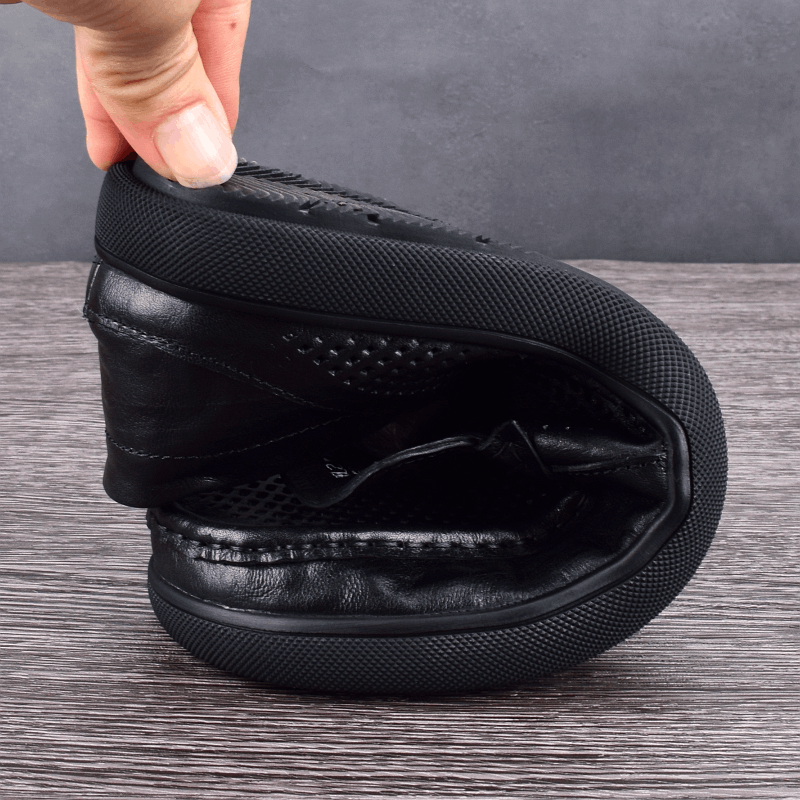 Summer hollow leather shoes men's casual leather sandals breathable Doudou shoes soft sole one pedal first layer cowhide men's shoes