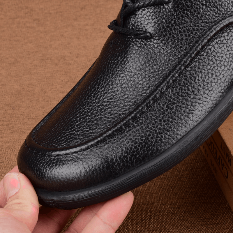 Leather men's shoes first layer cowhide lace-up versatile business casual leather shoes men's breathable soft-soled Doudou shoes