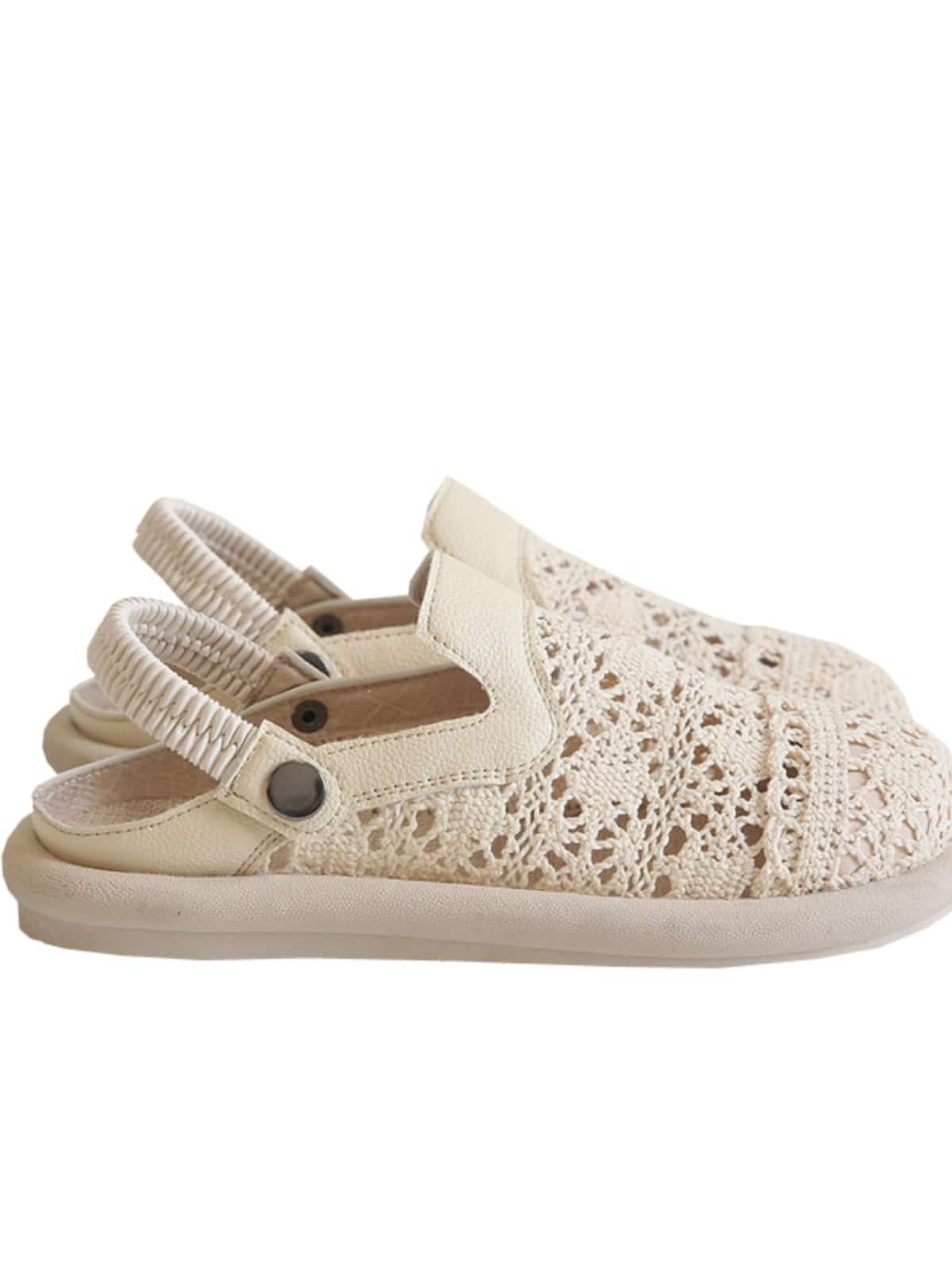 Hollow bag head flat bottom half slippers summer cotton and linen breathable soft bottom fisherman net shoes cool slippers