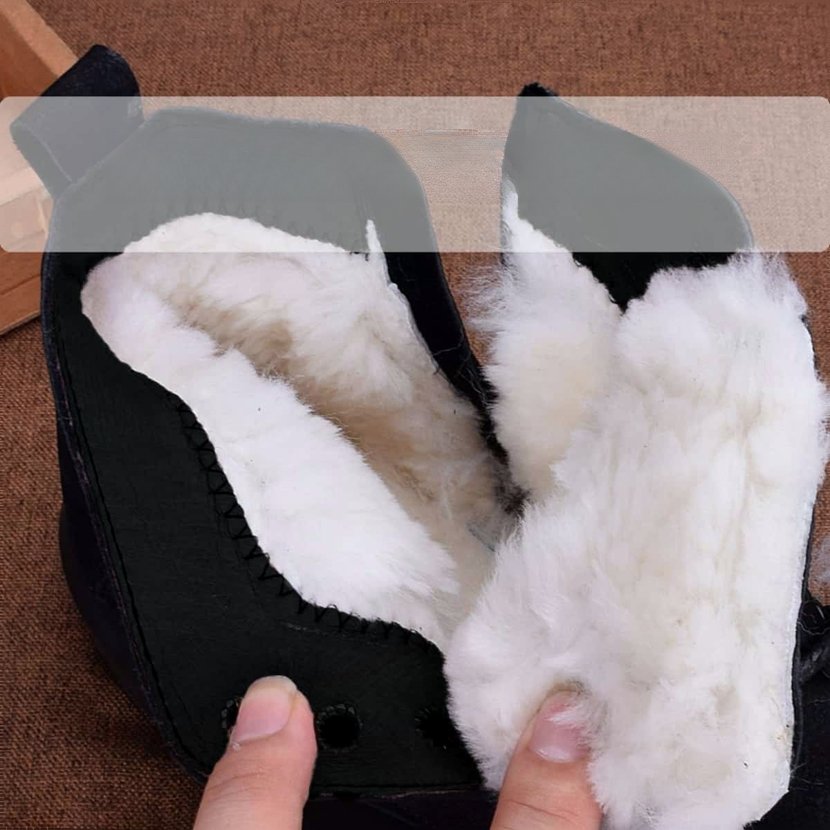 Fleece thermal cotton boots pure wool leather shoes men's cotton shoes genuine leather Martin boots high-top men's shoes