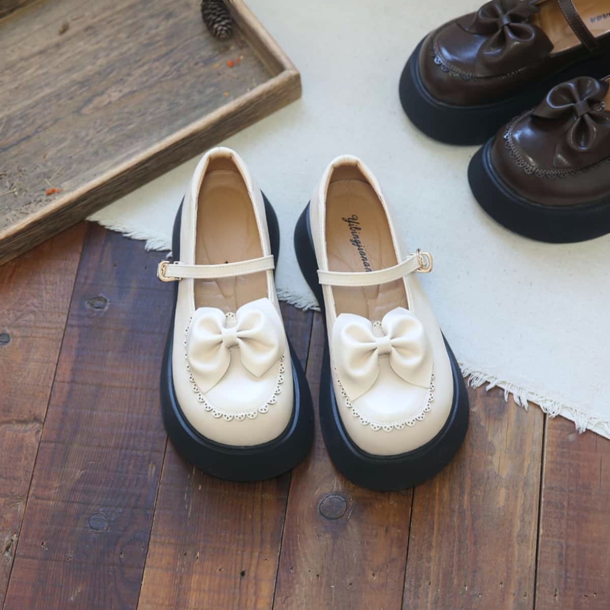 Round head platform big head shoes summer big bow muffin sole with Mary Jane sandals