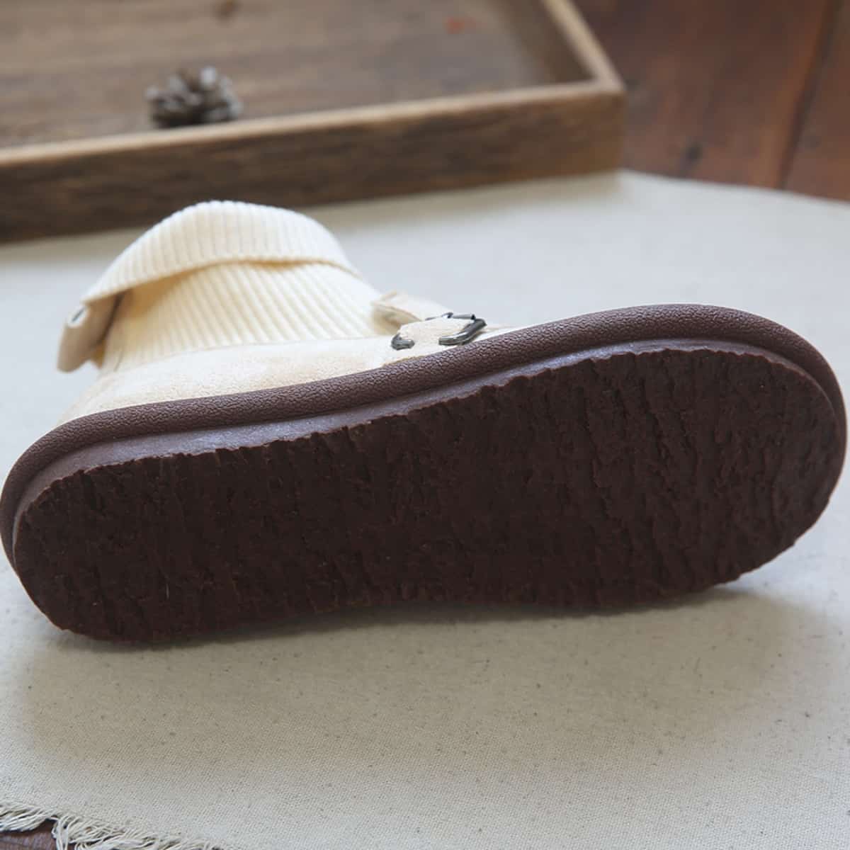 Suede round head flat shoes autumn and winter fleece comfortable low-heeled elastic socks boots short boots