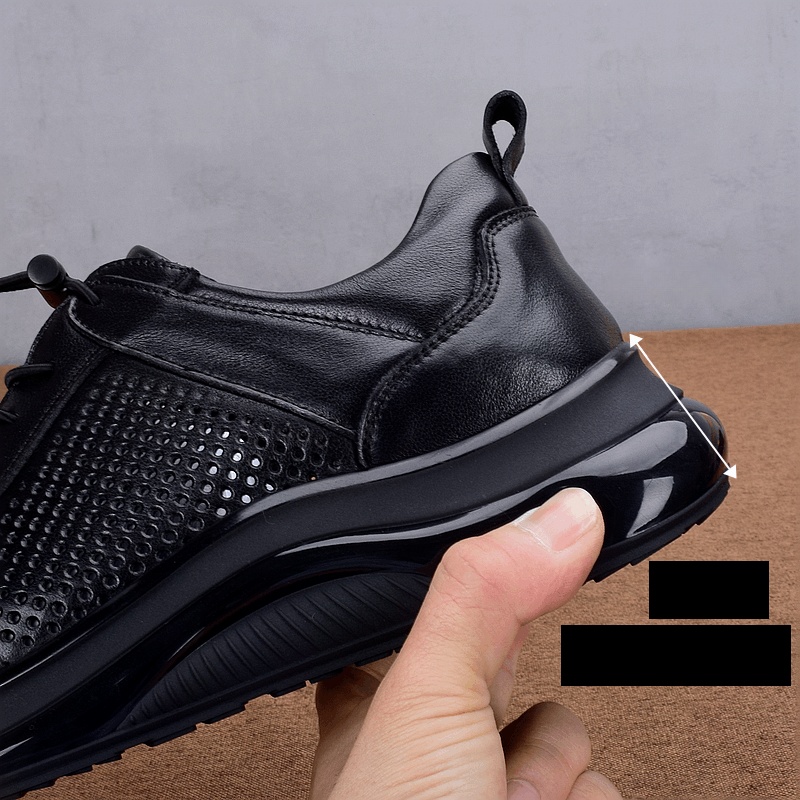 Genuine leather sports men's cowhide summer breathable casual shoes hollowed out leather shoes punched holes lightweight air cushion