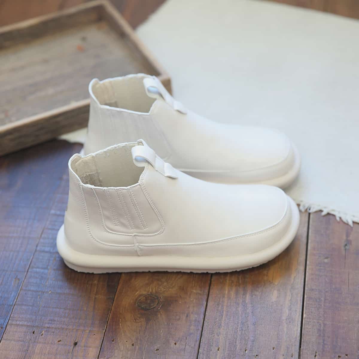 Round Head Flat Bottom Big Head Short Boots Comfortable Low Heel  Boots Women