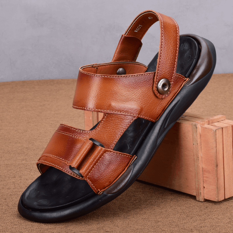 Leather sandals men's summer new men's beach shoes breathable cowhide soft-soled non-slip slippers men's outdoor shoes