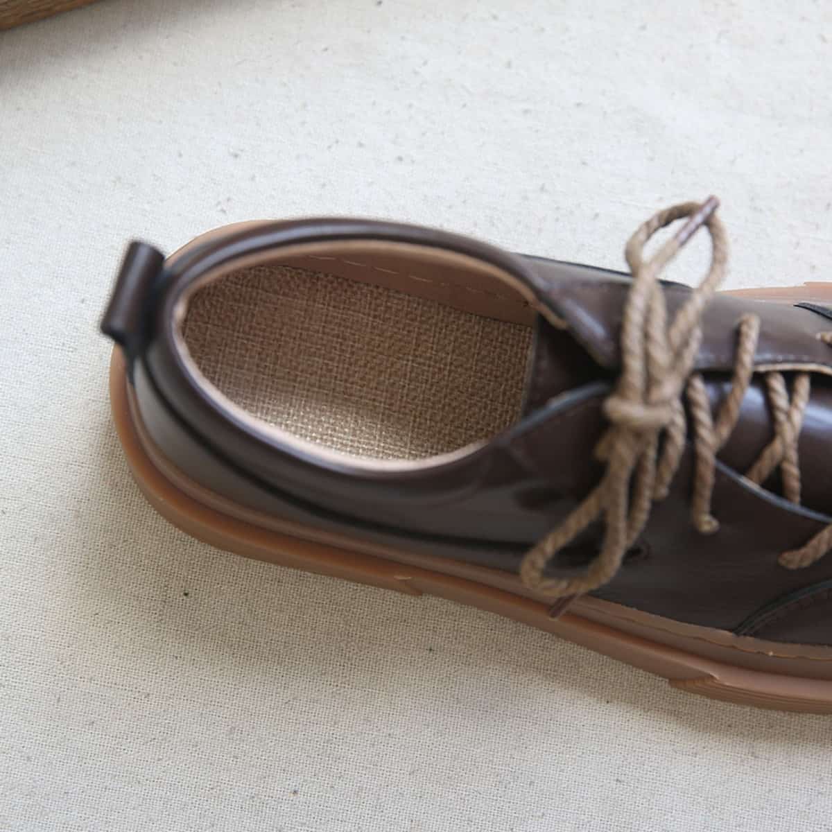 Glossy round head lace-up big head shoes autumn thick-soled versatile small leather shoes single shoes women