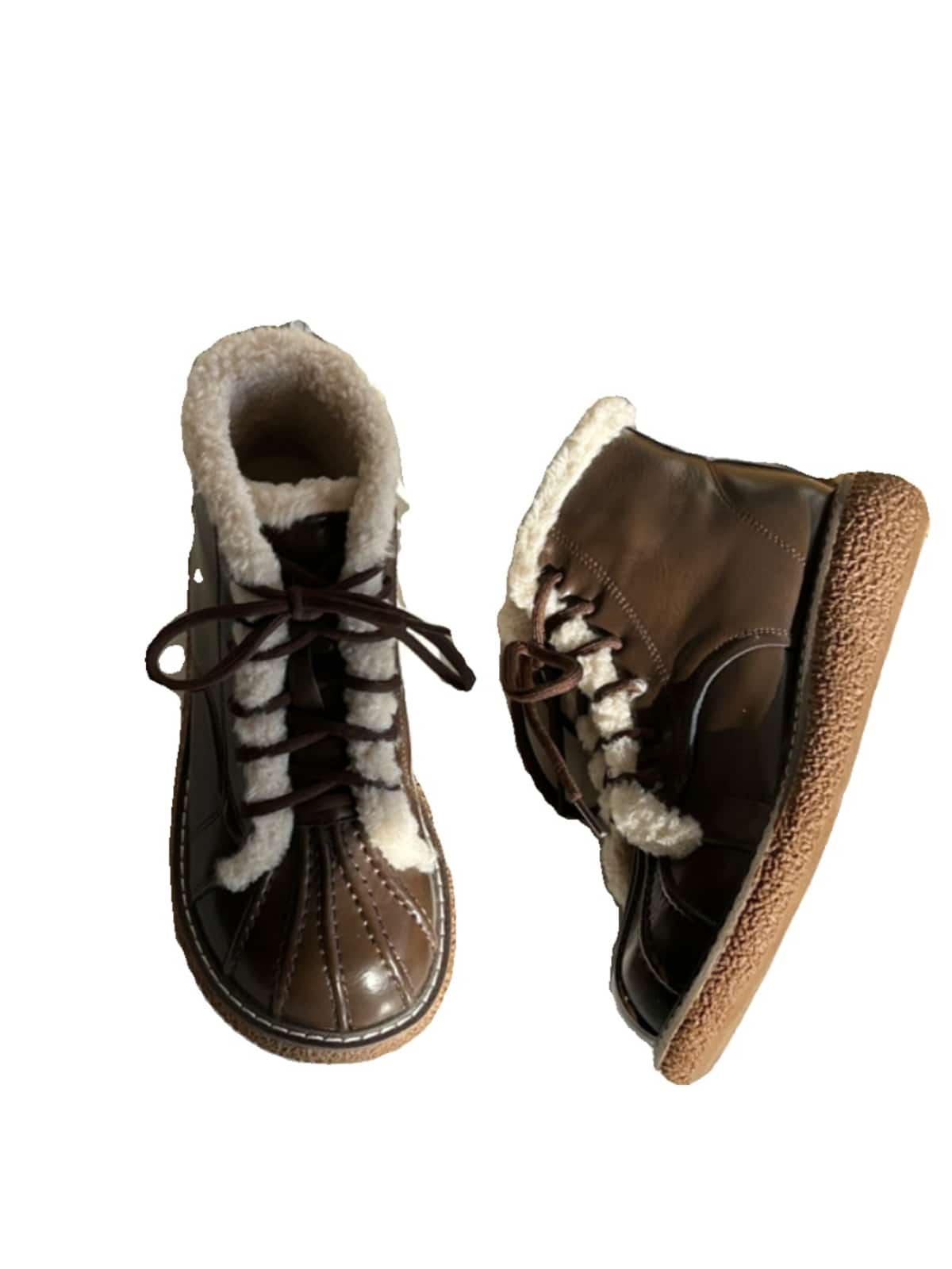 Imitation lamb wool round head thickness big head shoes winter lace-up warm small leather shoes short boots