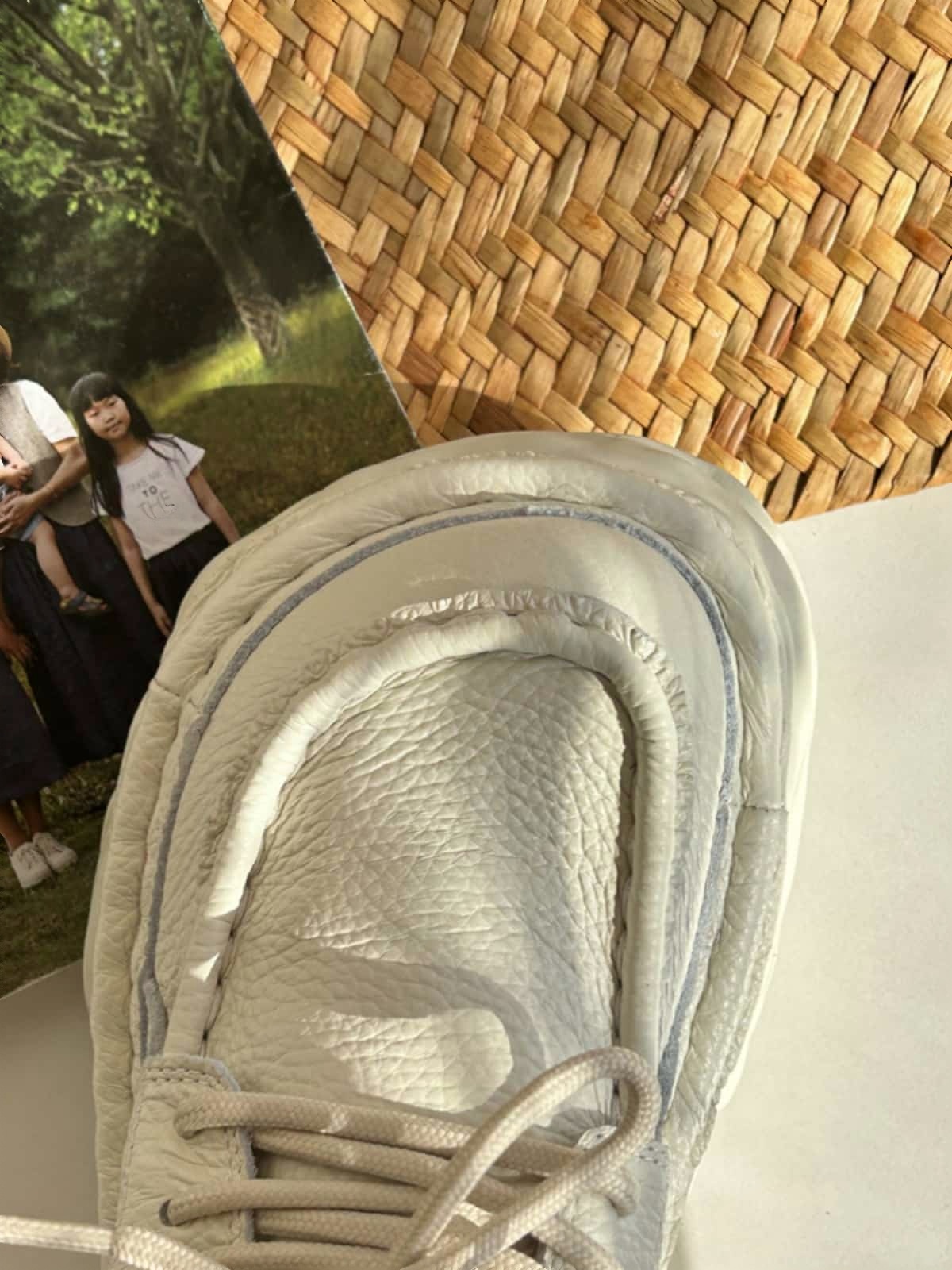 Leather round head lace-up thick-soled big head shoes spring height-increasing white shoes