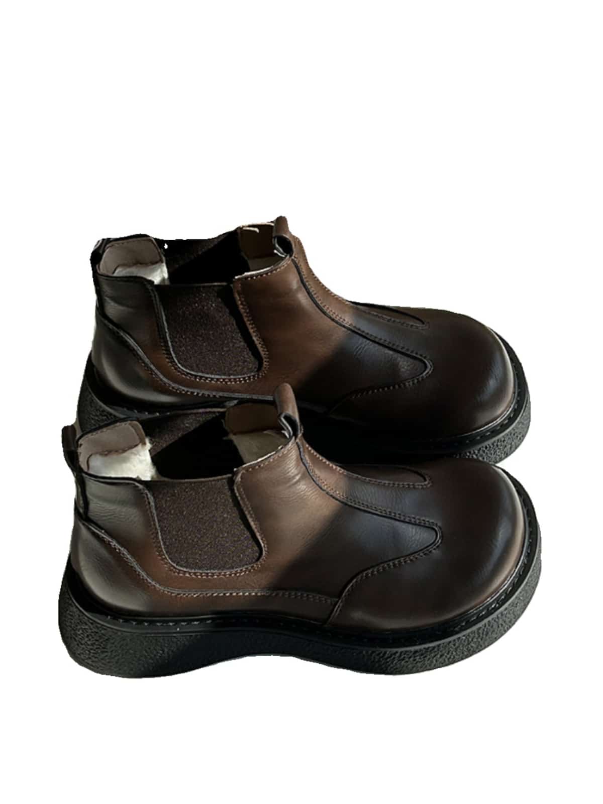 Round head platform big head shoes autumn and winter velvet fashion middle heel  boots short boots women