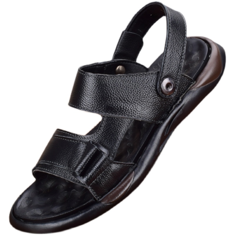Leather sandals men's summer new men's beach shoes breathable cowhide soft-soled non-slip slippers men's outdoor shoes
