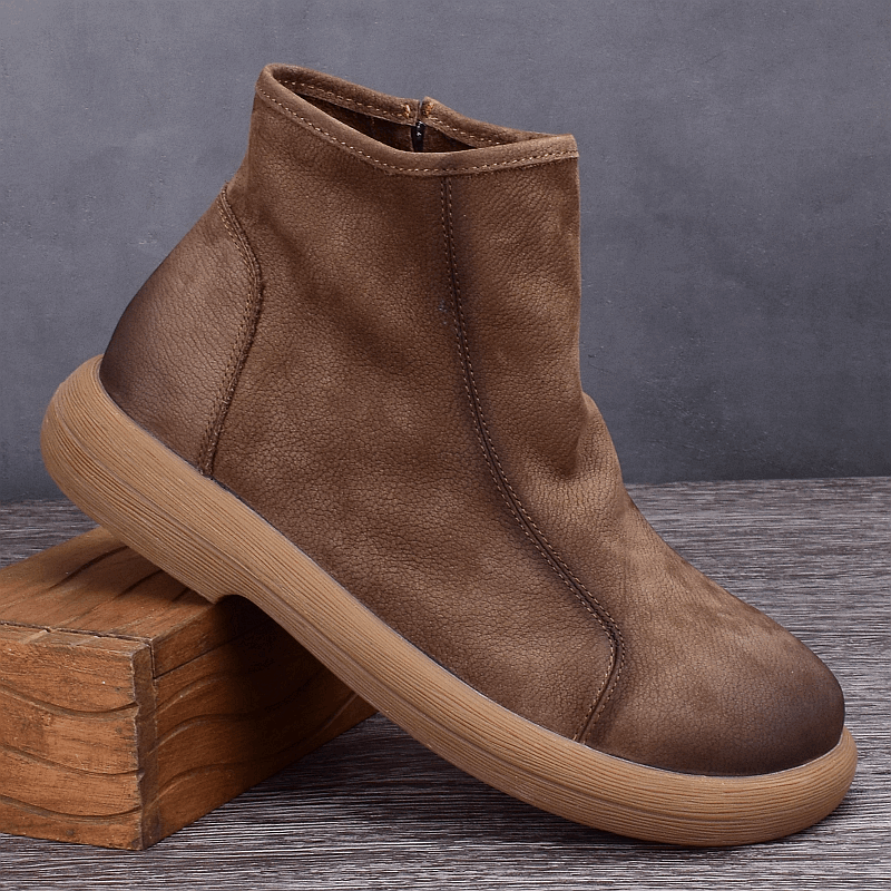 Handmade leather men's boots casual leather boots thick-soled round head big head boots soft-soled single boots cowhide boots men's