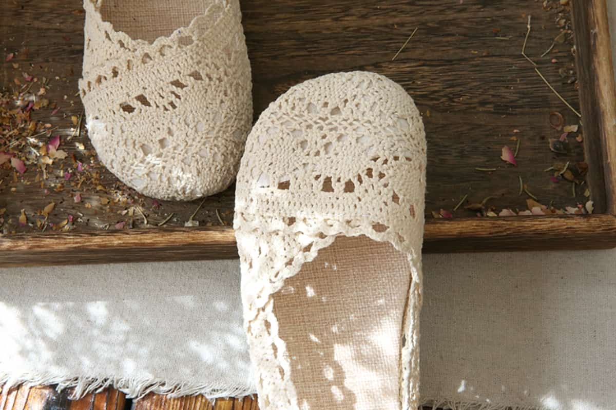 Hollow round head flat shoes summer cotton and linen comfortable one foot net shoes fisherman shoes single shoes women