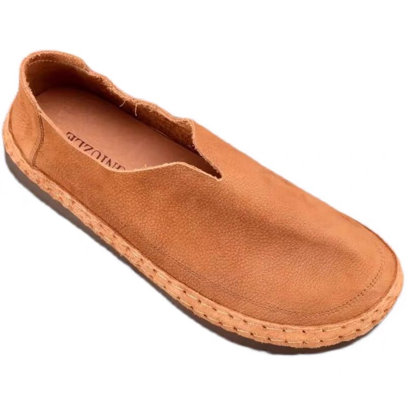 Breathable one-pedal Doudou shoes men's leather soft-soled lazy driving shoes lightweight shock-absorbing casual single-layer leather shoes