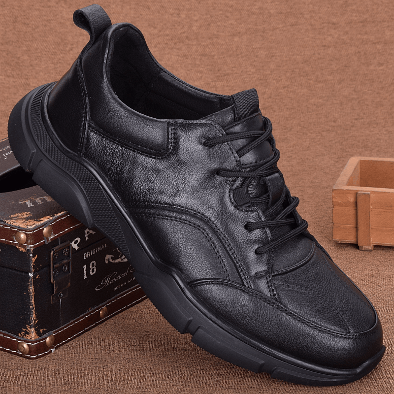 Men's sports shoes leather youth trend spring and autumn new casual leather shoes men's shoes