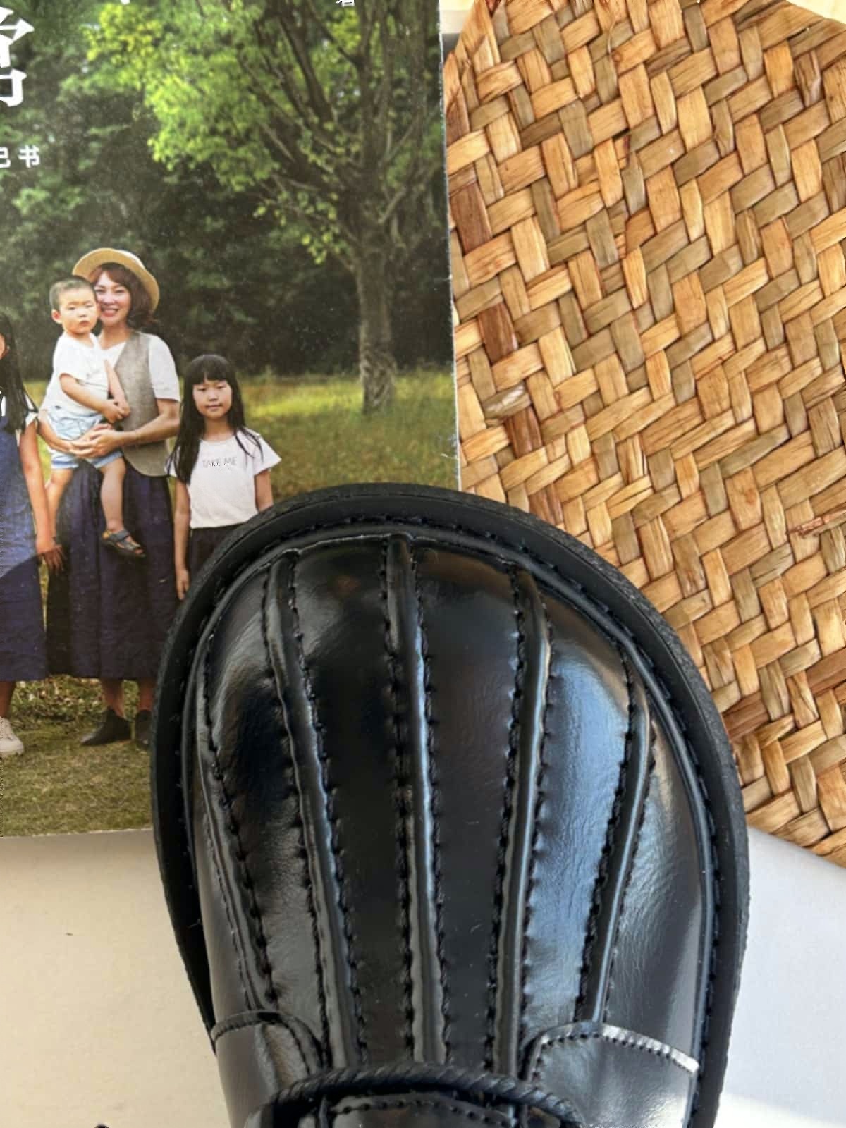 Round head lace-up thick-soled big head shoes autumn and winter wool mouth medium heel small leather shoes short boots