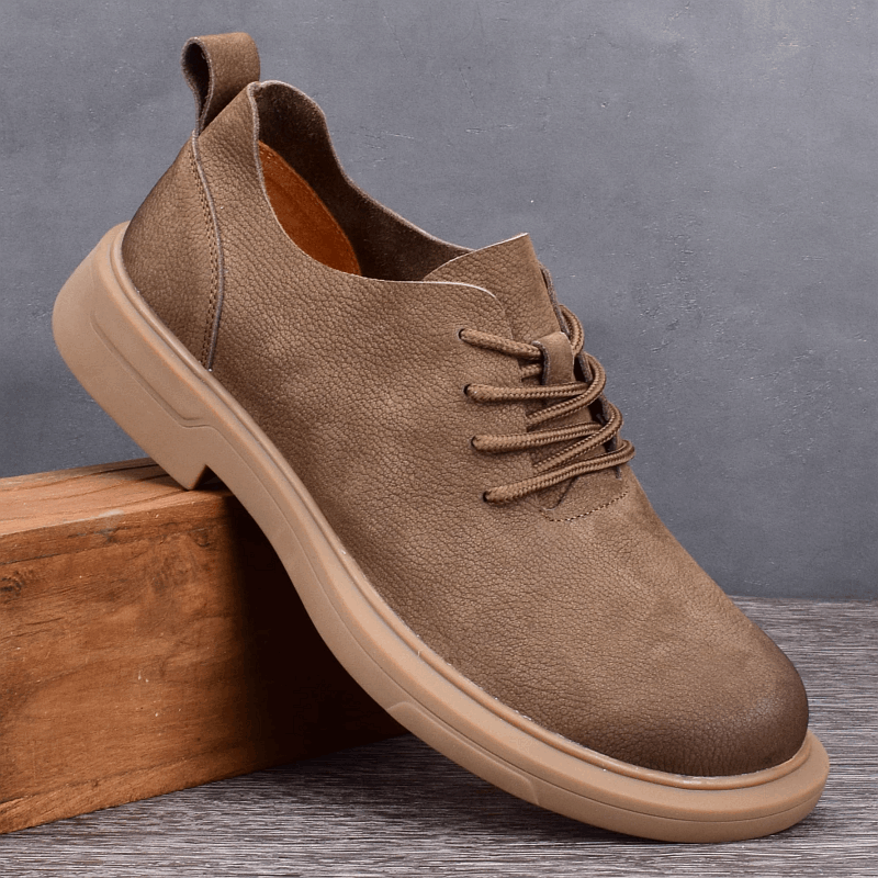 Leather shoes men's genuine leather shoes versatile pure cowhide soft leather loose big head shoes platform non-slip men's shoes