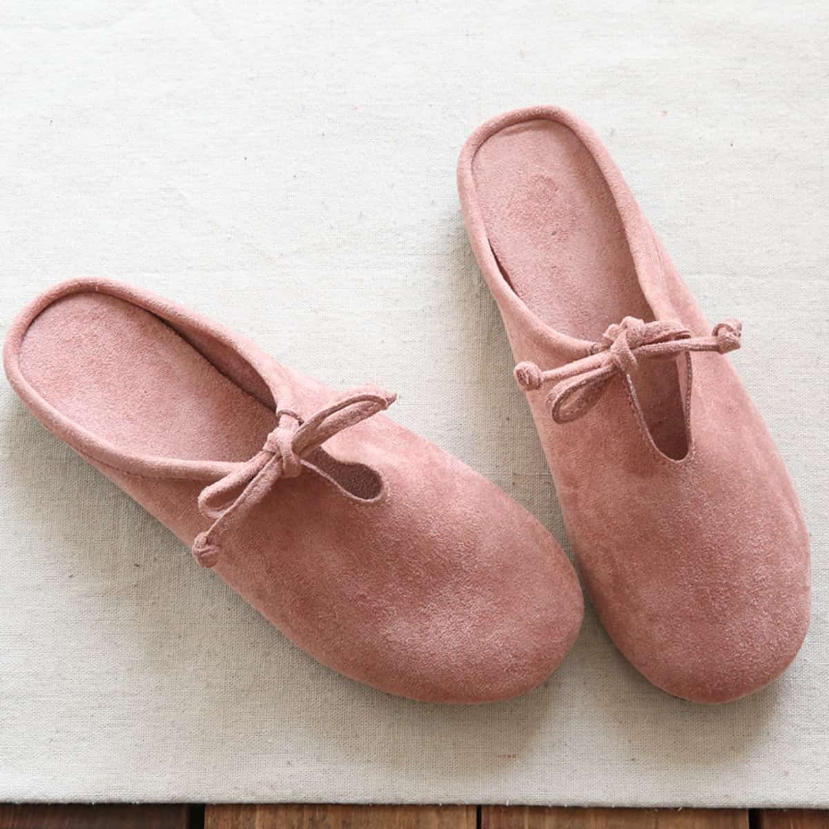 Suede bag head flat bottom half slippers summer handmade comfortable soft sole versatile women's shoes cool slippers