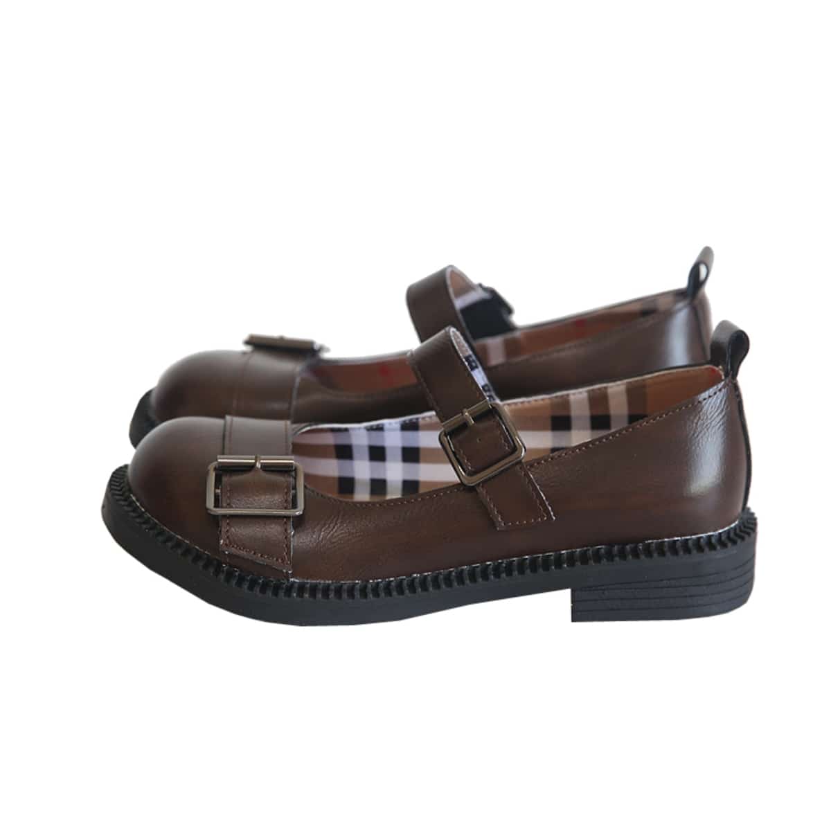 Glossy Baotou Flat Shoes Academy Style Small Leather Shoes French Medium Heel Big Head Sandals Women