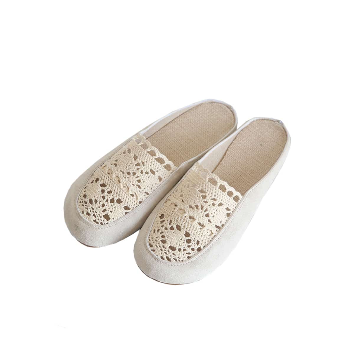 Hollow bag head flat shoes half slippers summer cotton and linen comfortable breathable sandals women